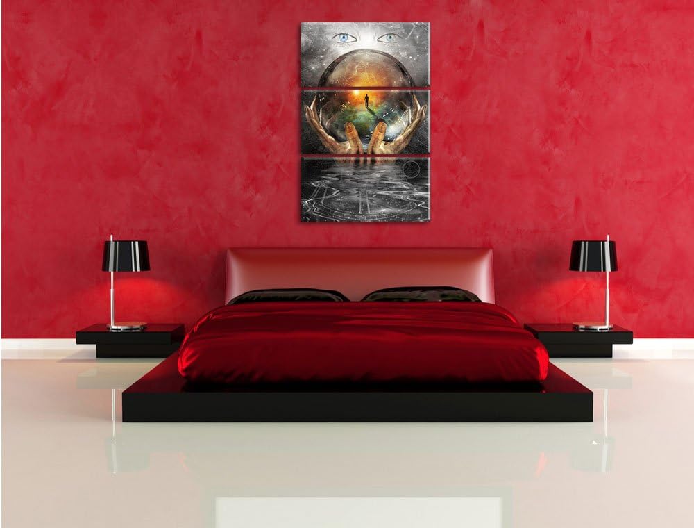 Pixxprint Glaskugel mit Hintergrund als Leinwandbild/Grösse: 3 Teilig (120x80) cm/Wandbild/Kunstdruc