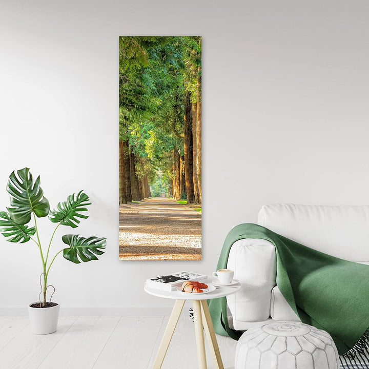 Feeby Vlies Leinwandbild Allee Zwischen Den Bäumen 60x150 cm Wand Bild Kunstdruck Deko Wohnzimmer Wo