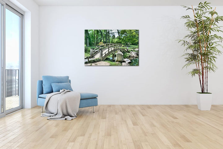 deyoli Japanischer Garten Format:75x50 cm als Leinwandbild, Motiv fertig gerahmt auf Echtholzrahmen,