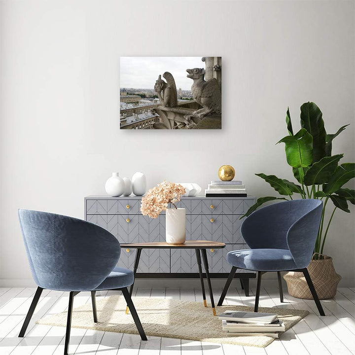 Feeby Wanddeko Gargoyle Kunst modern Bilder Architektur Grau 90x60 cm Deko paneel 90x60 cm Grau_a, D