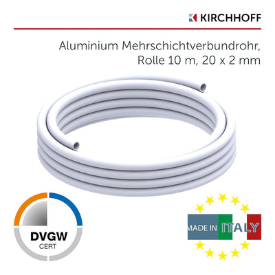 KIRCHHOFF | MSVR Rohr | 20 mm x 10 m | Aluverbundrohr | für Heizung | Fussbodenheizung | DVGW zertif