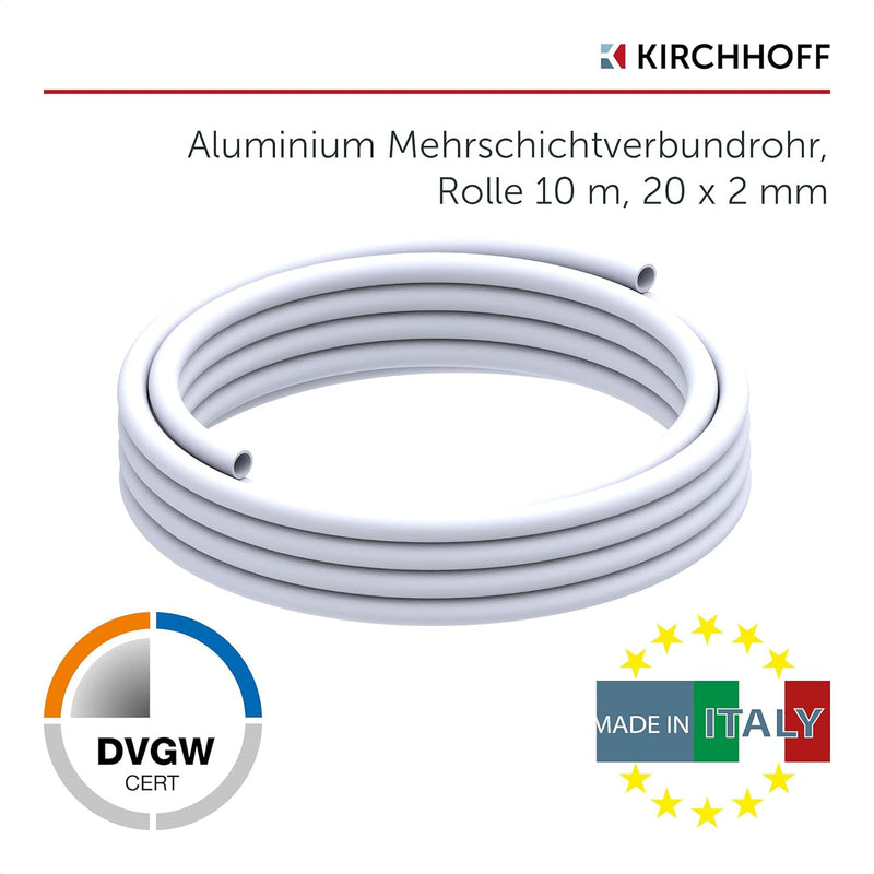 KIRCHHOFF | MSVR Rohr | 20 mm x 10 m | Aluverbundrohr | für Heizung | Fussbodenheizung | DVGW zertif