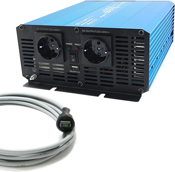 Spannungswandler Inverter 24V 2000/4000 Watt reiner SINUS incl. 7 m Fernbedienung