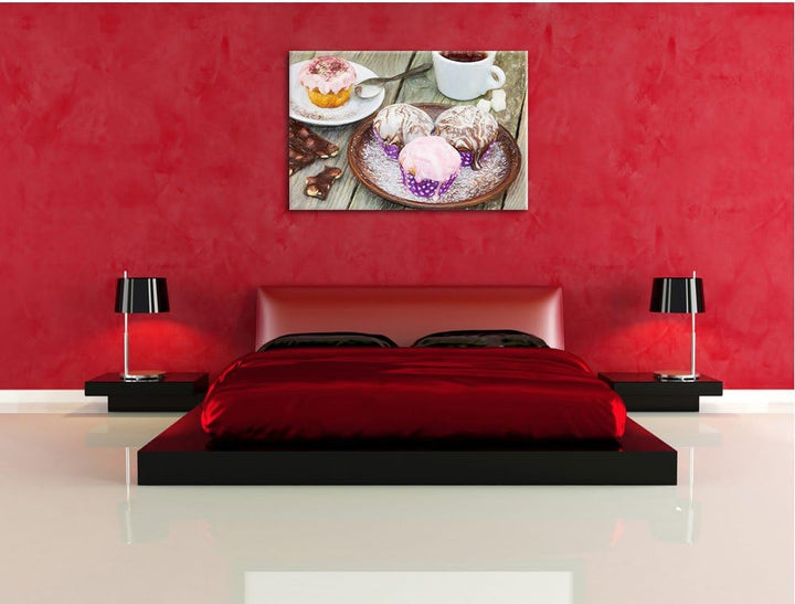 Pixxprint Köstliche Cupcakes als Leinwandbild/Grösse: 100x70 cm/Wandbild/Kunstdruck/fertig bespannt,