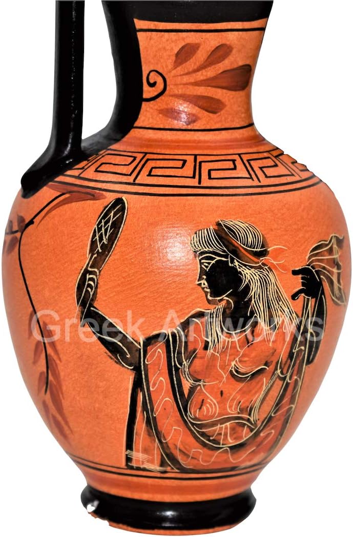 Griechische schwarze Keramik-Vase, Topf mit Töpferei, Göttin Aphrodite, 17 cm