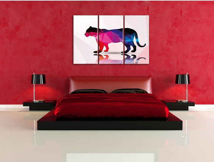 Pixxprint eleganter Vector Puma als Leinwandbild/Grösse: 3 Teilig (120x80 cm) cm/Wandbild/Kunstdruck