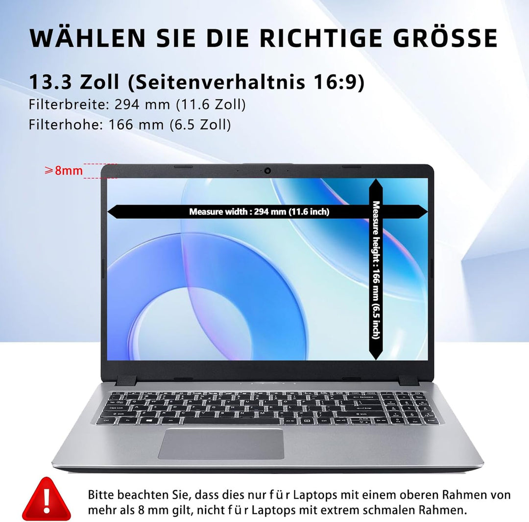 PYS Magnetische Blickschutzfolie Laptop 13,3 Zoll Anti Spy Blaulicht Blendfrei Sichtschutz Folie 16: