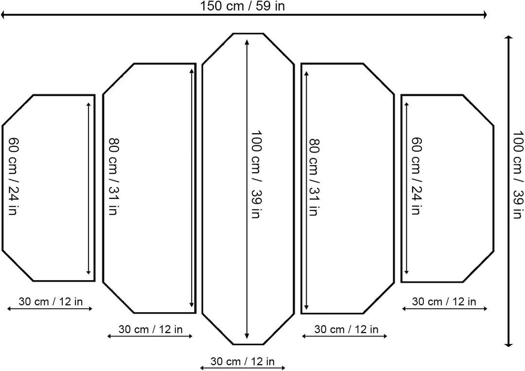 Feeby Wanddeko 5 Teile Tiger Bilder modern schwarz-weiss 150x100 cm Deko Paneel 150x100 cm Schwarz-w