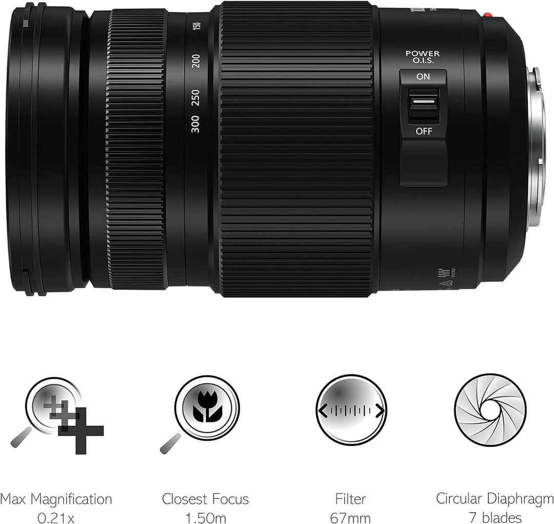 Panasonic H-FSA100300E Lumix G Vario 100-300 mm/ F4.0-5.6 II/ O.I.S. schwarz Single, Single