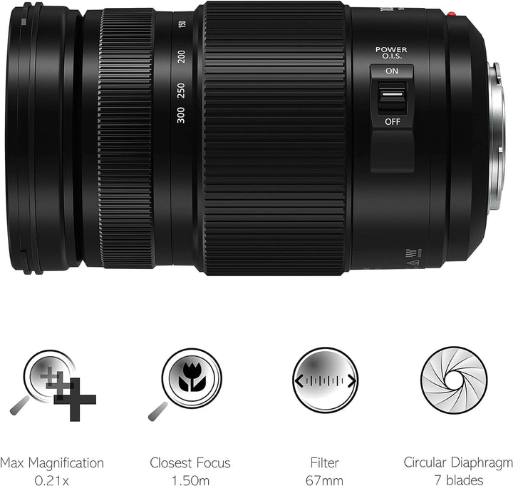 Panasonic H-FSA100300E Lumix G Vario 100-300 mm/ F4.0-5.6 II/ O.I.S. schwarz Single, Single