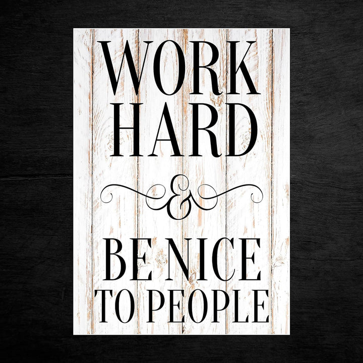 wandmotiv24 Poster als Wanddeko, Grösse Din A0, Work Hard, be Nice, Holz hell, Moderne Wanddeko, Wan