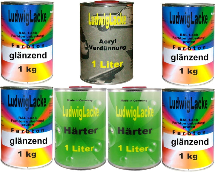 Ludwiglacke 7 kg Set Autolack mit Härter RAL 9010 Reinweiss