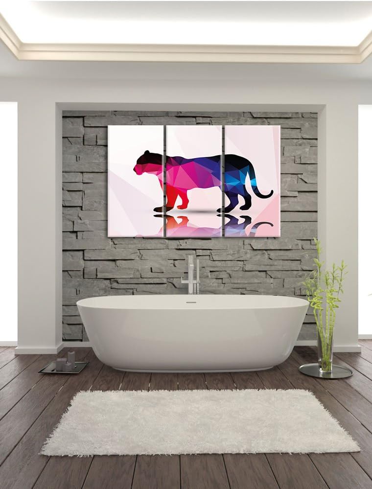 Pixxprint eleganter Vector Puma als Leinwandbild/Grösse: 3 Teilig (120x80 cm) cm/Wandbild/Kunstdruck
