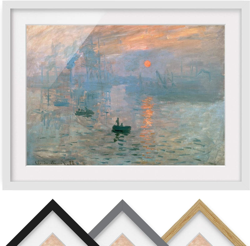 Bild mit Passepartout - Claude Monet - Impression - Farbe Weiss 70 x 100cm 70cm x 100cm Weiss, 70cm