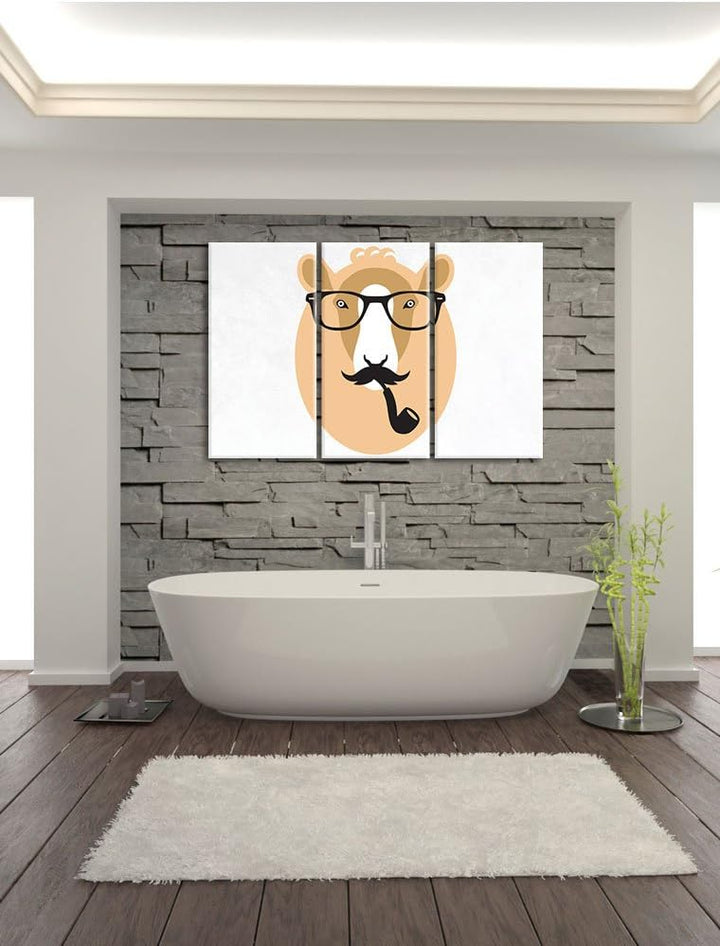Pixxprint Hipster Schaf als Leinwandbild/Grösse: 3 Teilig (120x80) cm/Wandbild/Kunstdruck/fertig bes