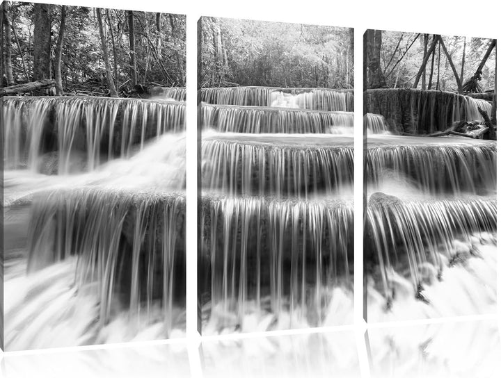 Pixxprint Wasserfall im Regenwald als Leinwandbild/Grösse: 3 Teilig (120x80) cm/Wandbild/Kunstdruck/