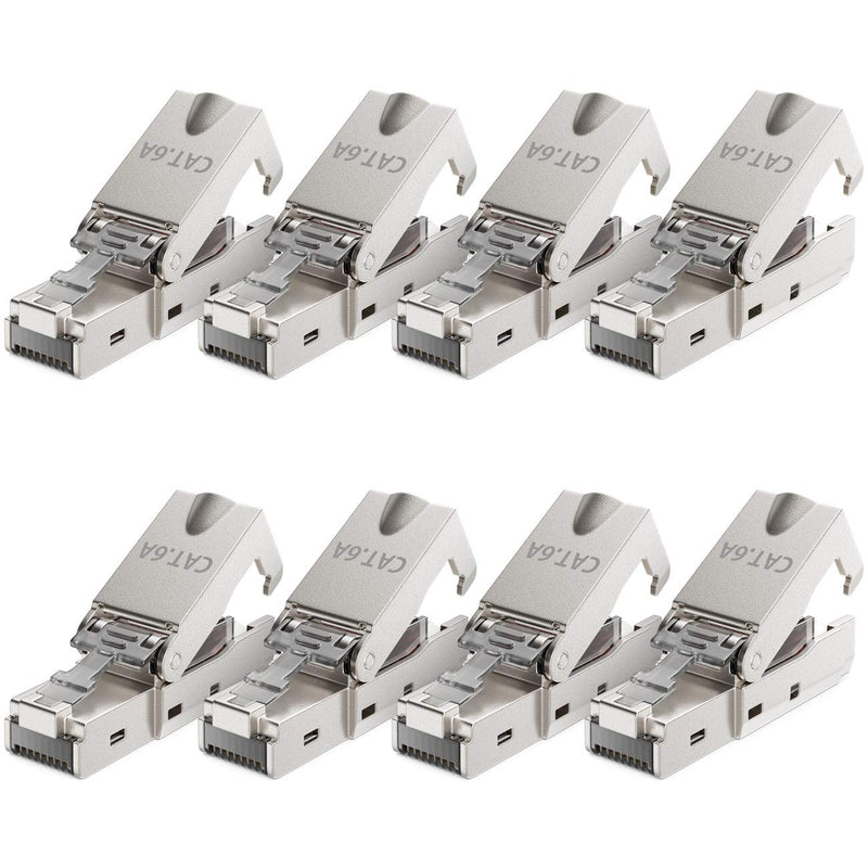 deleyCON 8x CAT 6a Werkzeugloser RJ45 Netzwerkstecker mit LSA Anschluss für Starre Verlegekabel Gesc