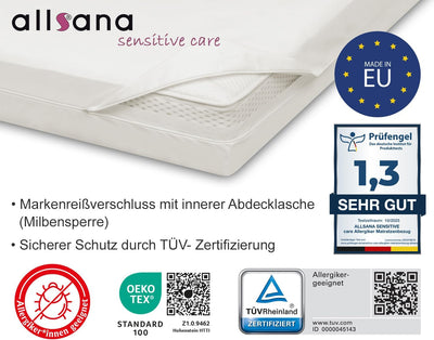 Allsana Allergiker Matratzenbezug 80x200x20 cm | Allergie Bettwäsche | Anti Milben Encasing | Milben