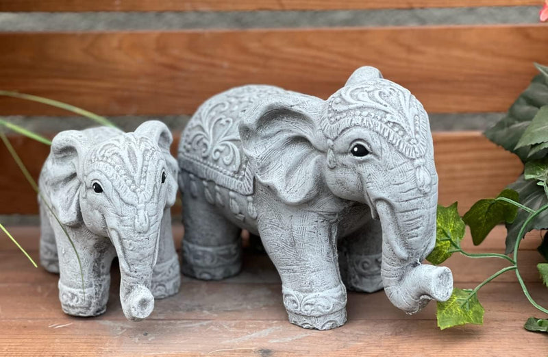 stoneandstyle Steinfigur 2er Set Elefanten Elefant frostfest Steinguss