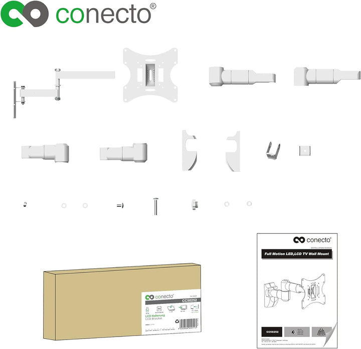 conecto Wandhalterung für Monitore und Fernseher bis zu 42 Zoll, schwenkbar (+/-90°), neigbar (+/-20