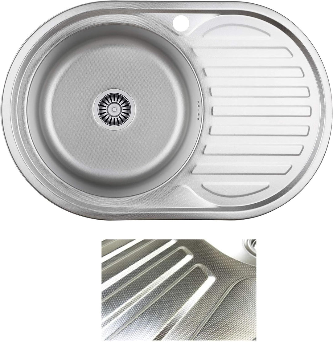 VBChome Einbauspüle 77x50 Leinenstruktur ab 45er Unterschrank Edelstahl Küchenspüle Spüle Ablagefläc