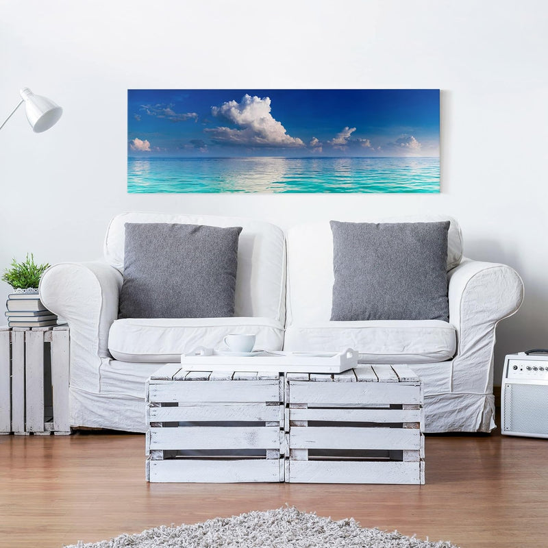 Bilderwelten Leinwandbild - Türkise Lagune - Panorama Quer, 40cm x 120cm, 40cm x 120cm