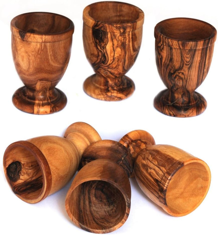 EIERBECHER-SET AUS OLIVENHOLZ von Mastro Leonardo (6 Stück) - Handarbeit aus Italien