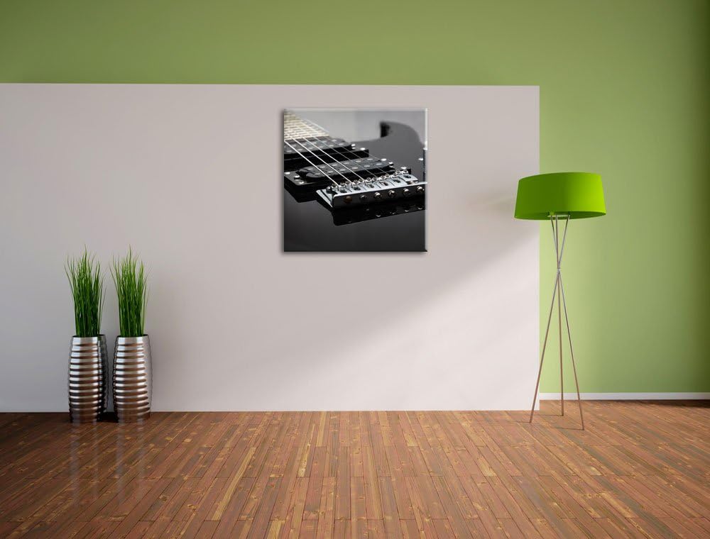 Pixxprint Black E-Guitar, Format: 70x70 auf Leinwand, XXL riesige Bilder fertig gerahmt mit Keilrahm