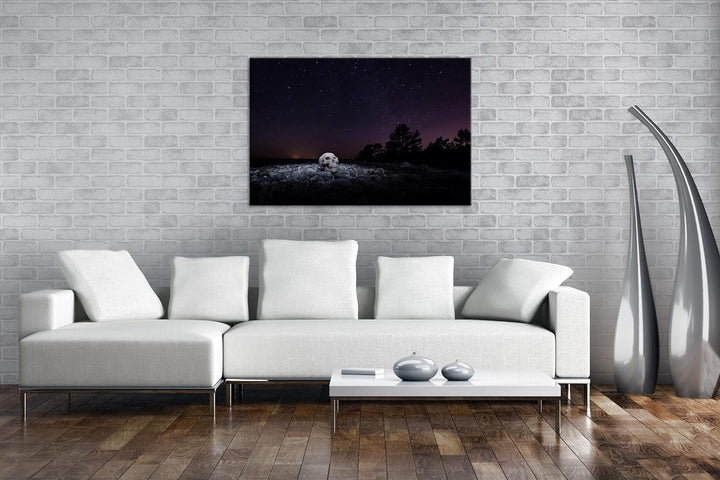 deyoli Dark Schädel mit Sternen im Himmel im Format: 80x60 als Leinwandbild, Motiv fertig gerahmt au