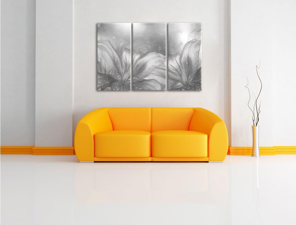 Pixxprint türkise Lilien Kunst als Leinwandbild/Grösse: 3 Teilig (120x80) / Wandbild/Kunstdruck/fert