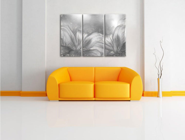 Pixxprint türkise Lilien Kunst als Leinwandbild/Grösse: 3 Teilig (120x80) / Wandbild/Kunstdruck/fert