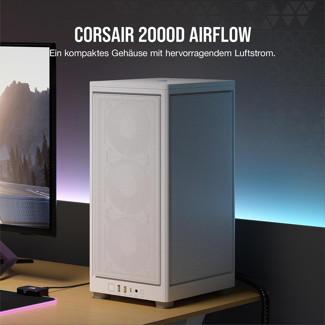 Corsair 2000D Airflow PC-Gehäuse Mini ITX – Format Mini ITX – Platten aus Netzstahl – DREI GPU-Steck