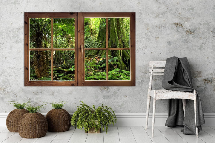 Febby Vlies Leinwandbild XXL Geschlossenes Fenster 3D-Illusion 120x80 cm Wandbild Kunst Bilder Schla
