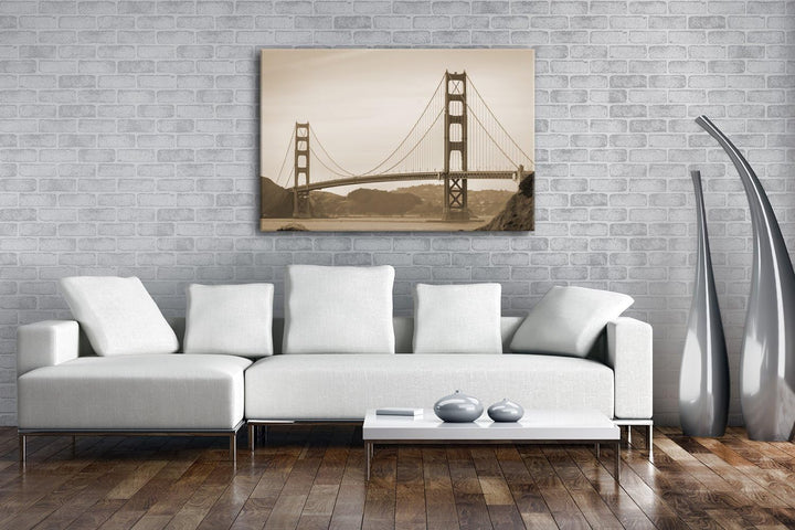 deyoli riesige Golden Gate Brücke in San Francisco Format: 100x70 Effekt: Sepia als Leinwandbild, Mo