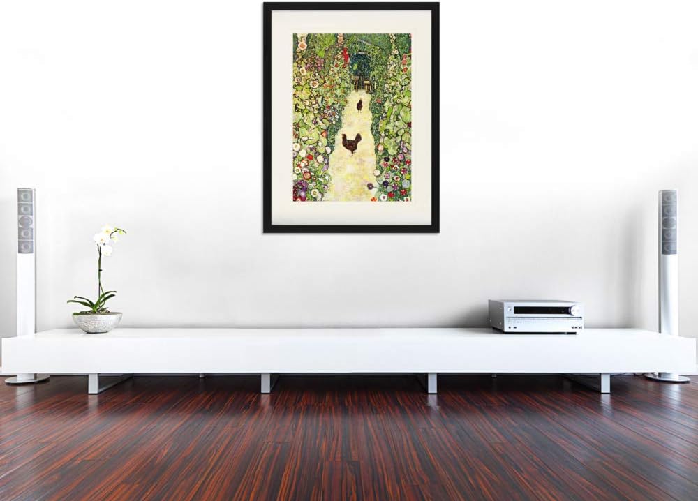 1art1 Gustav Klimt Poster Gartenweg Mit Hühnern, 1916 Gerahmtes Bild Mit Edlem Passepartout | Wand-B
