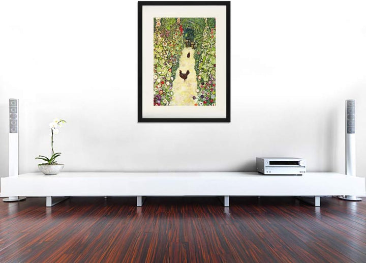 1art1 Gustav Klimt Poster Gartenweg Mit Hühnern, 1916 Gerahmtes Bild Mit Edlem Passepartout | Wand-B