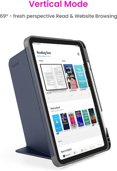tomtoc Vertikale Hülle Case für 10,9-Zoll iPad 10th Gen 2022, Schutzhülle mit iPad Pencil Halterung,