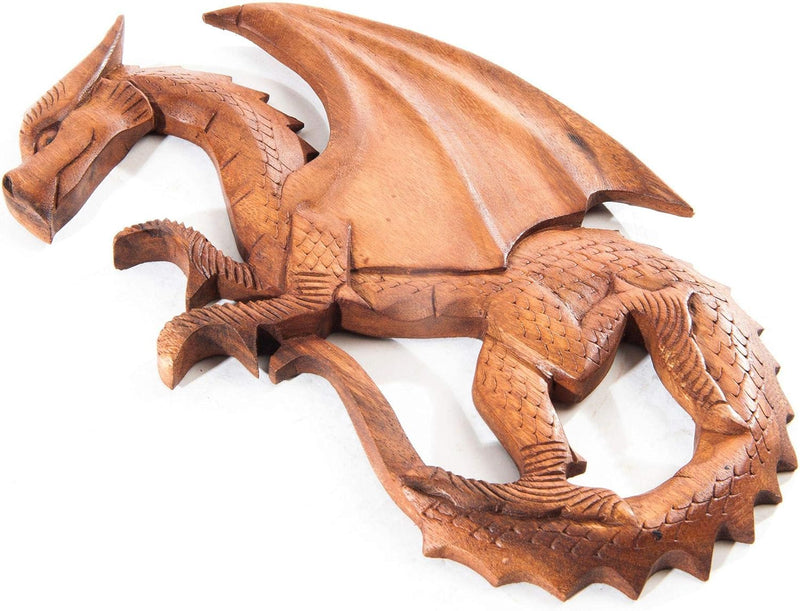 Windalf Wandbild Saphir h: 29 cm Drache Links schauend Handarbeit aus Holz
