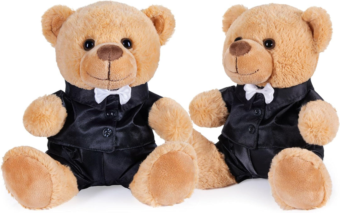BRUBAKER Teddybär Bräutigampaar - 25 cm Teddy Set im Anzug - Geschenk für Hochzeit und Verlobung - H