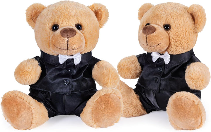 BRUBAKER Teddybär Bräutigampaar - 25 cm Teddy Set im Anzug - Geschenk für Hochzeit und Verlobung - H