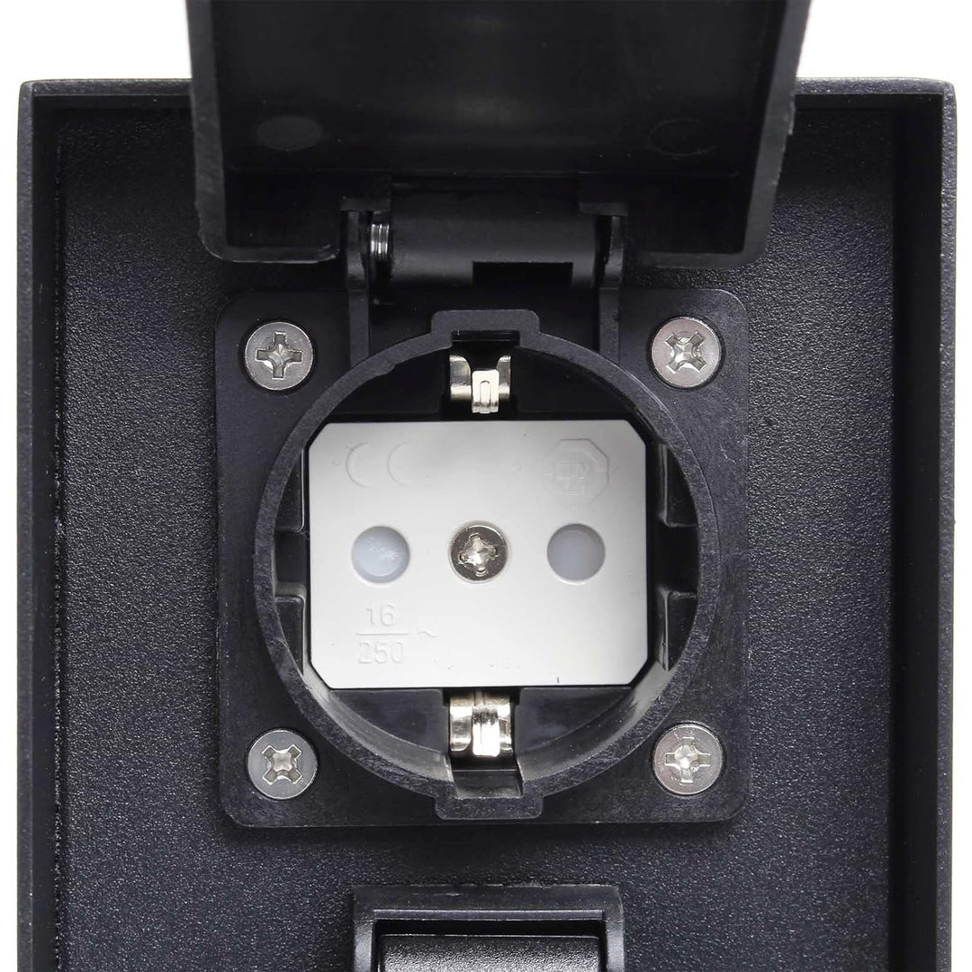 Wiltec Gartensteckdose 2-Fach aus rostfreiem Stahl mit Timer, Aussensteckdose IP44 mit Zeitschaltuhr