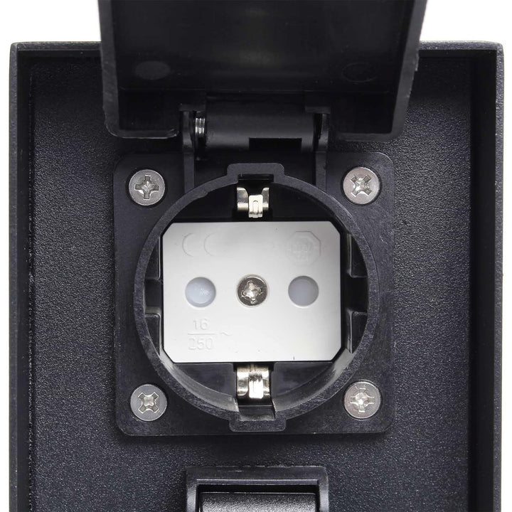 Wiltec Gartensteckdose 2-Fach aus rostfreiem Stahl mit Timer, Aussensteckdose IP44 mit Zeitschaltuhr