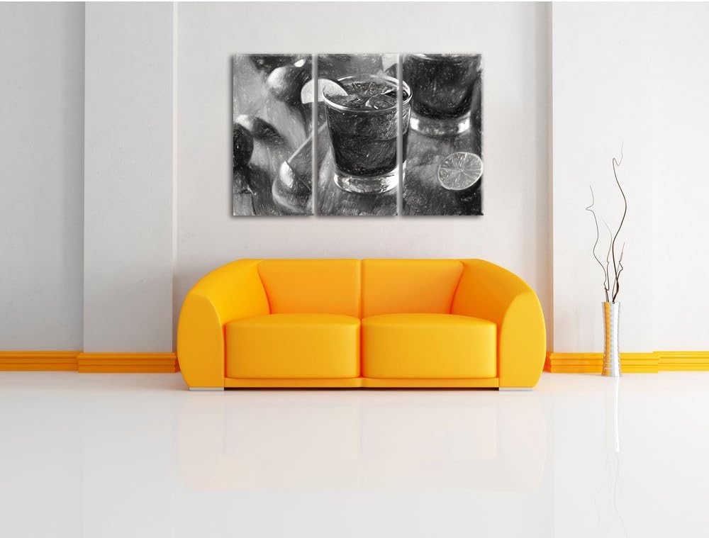 Pixxprint Erfrischender Cuba Libre Kunst / 3-Teilig/Gesamtmass 120cm Leinwandbild bespannt auf Holzr