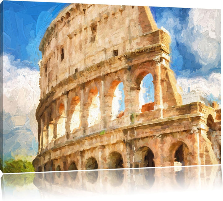 Pixxprint Kolosseum in Rom als Leinwandbild/Grösse: 100x70 / Wandbild/Kunstdruck/fertig bespannt, 10