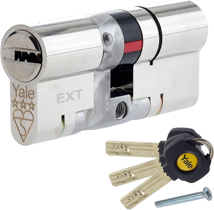 YALE B-YS3-5540N 55/40N Euro-Doppelzylinder mit 3 Sternen, hohe Sicherheit, (95 mm), Nickel-Finish,