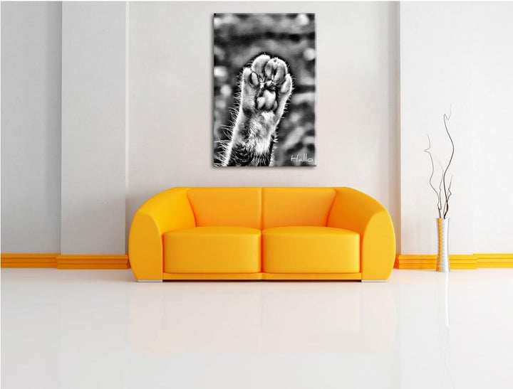 Pixxprint kleine Katzenpfote als Leinwandbild/Grösse: 100x70 / Wandbild/Kunstdruck/fertig bespannt,