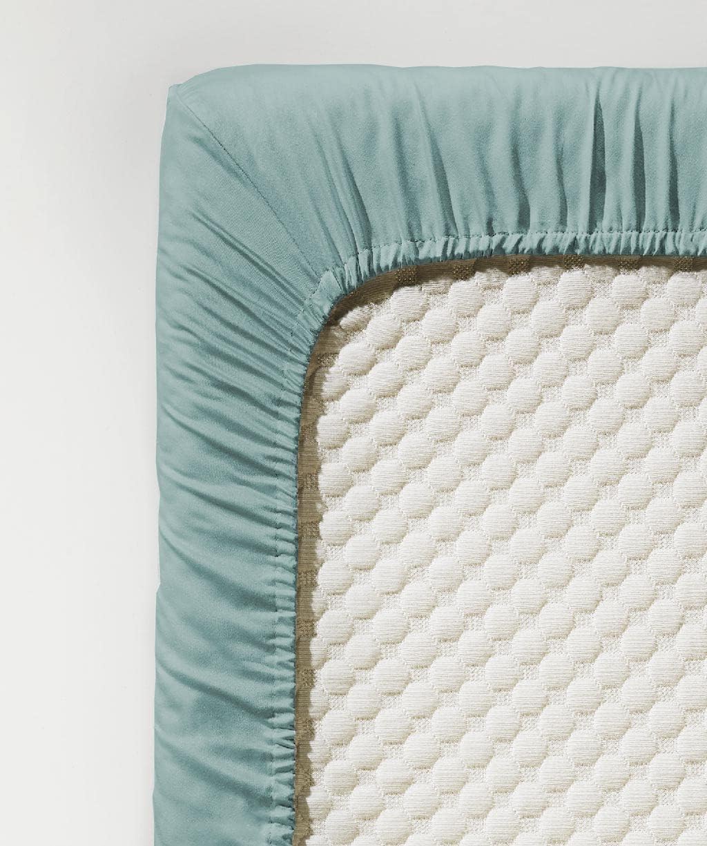 fleuresse Uni Colours-Spannlaken, Satin, Aqua, 200 x 200 Aqua 38.2 x 27.0 x 4.6 cm, Aqua 38.2 x 27.0