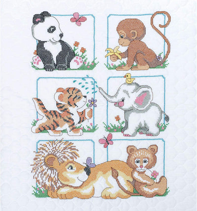 Dimensions Quilt-Set Kreuzstich (inkl. Vorlage, Nadel und Anleitung), Animal Babes, Braun Animal Bab