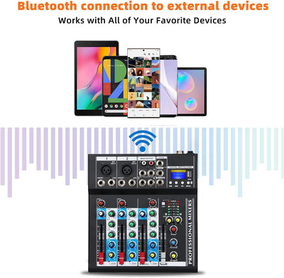 Depusheng HT4 Bluetooth-kompatible professionelle tragbare digitale DJ-Konsole mit USB-4-Kanal-Mixer