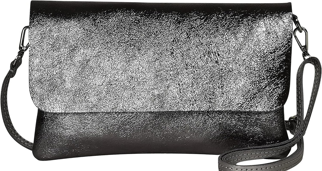 AmbraModa GLX11 - Damen Umhängetasche, Clutch, Handytasche aus echtem Leder mit abnehmbarem und vers